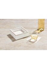 Mud Pie Wood Bead Cocktail Napkin Holder Caddy W Animal Print Napkins