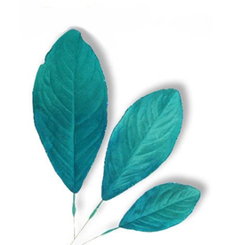 Premier Glittered Edge Aqua Teal Blue Leaf 3 Sizes Set of 9
