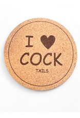 DIGS-N-GIFTS Cork Drink Coaster | I Heart Cock-Tails