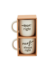 Mud Pie Mrs Always Right And Mr Right Coffee Mugs Set 16 Oz