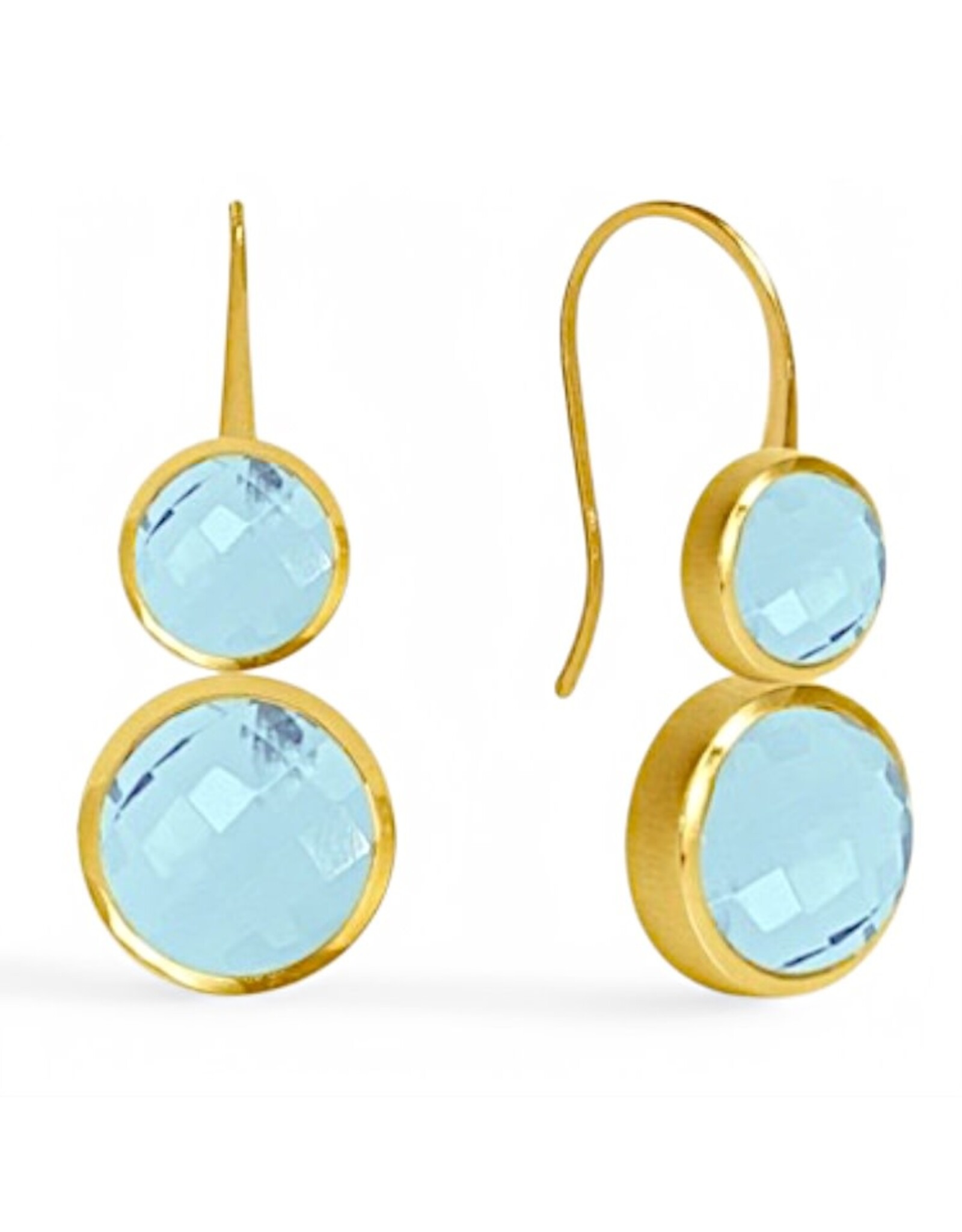 Dean Davidson Jewelry Gold Tulum Double Droplet Earrings Sky Blue Gem
