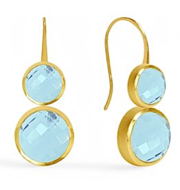 Dean Davidson Jewelry Gold Tulum Double Droplet Earrings Sky Blue Gem