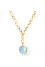 Dean Davidson Jewelry Gold Knockout Collar w Iridescent Sky Blue Gem