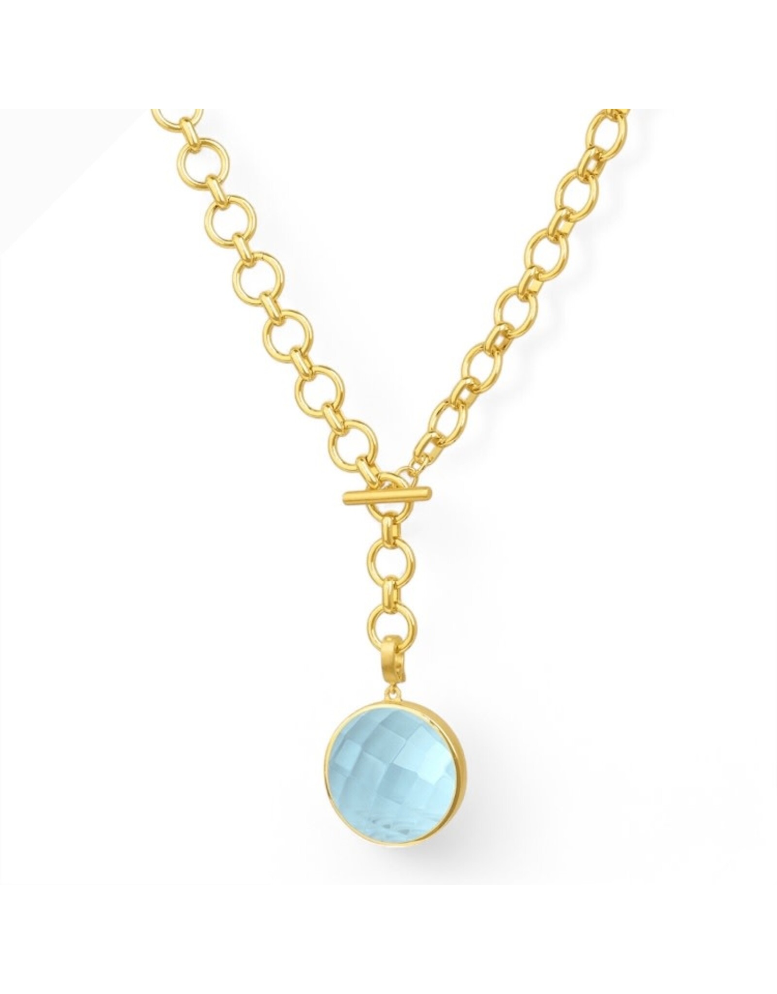 Dean Davidson Jewelry Gold Knockout Collar w Iridescent Sky Blue Gem