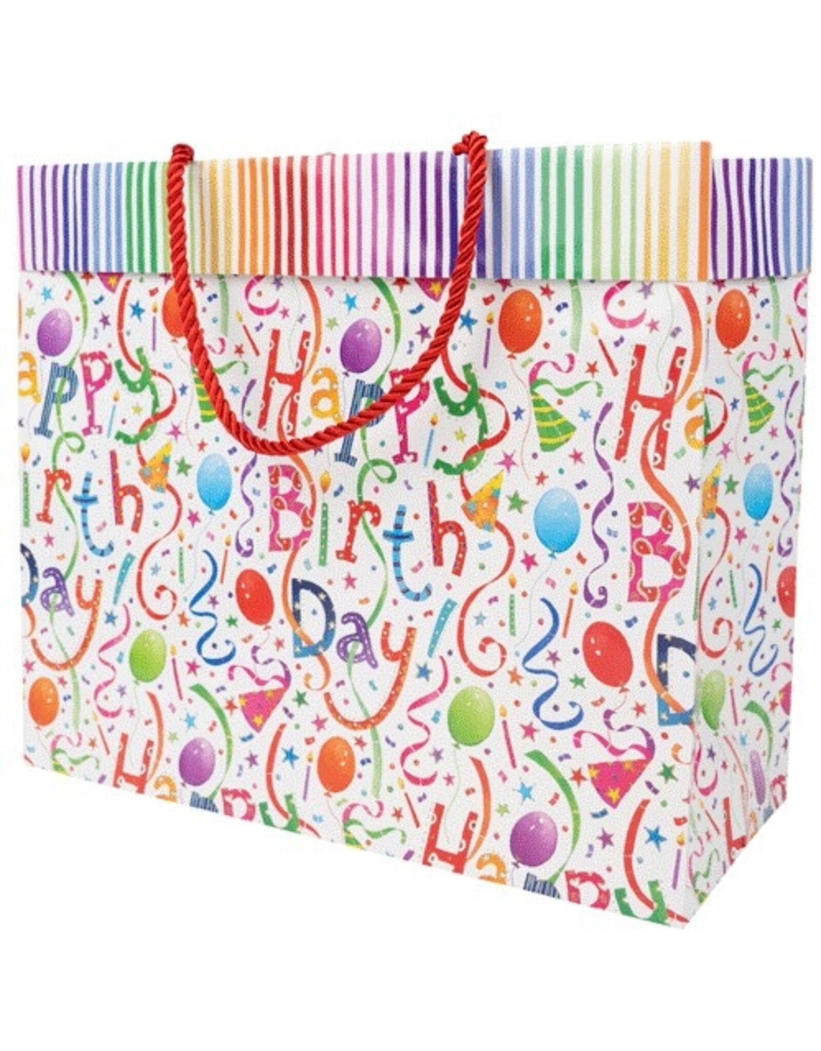 Caspari Happy Birthday Gift Bag Large 11.75x4.75x10 inch