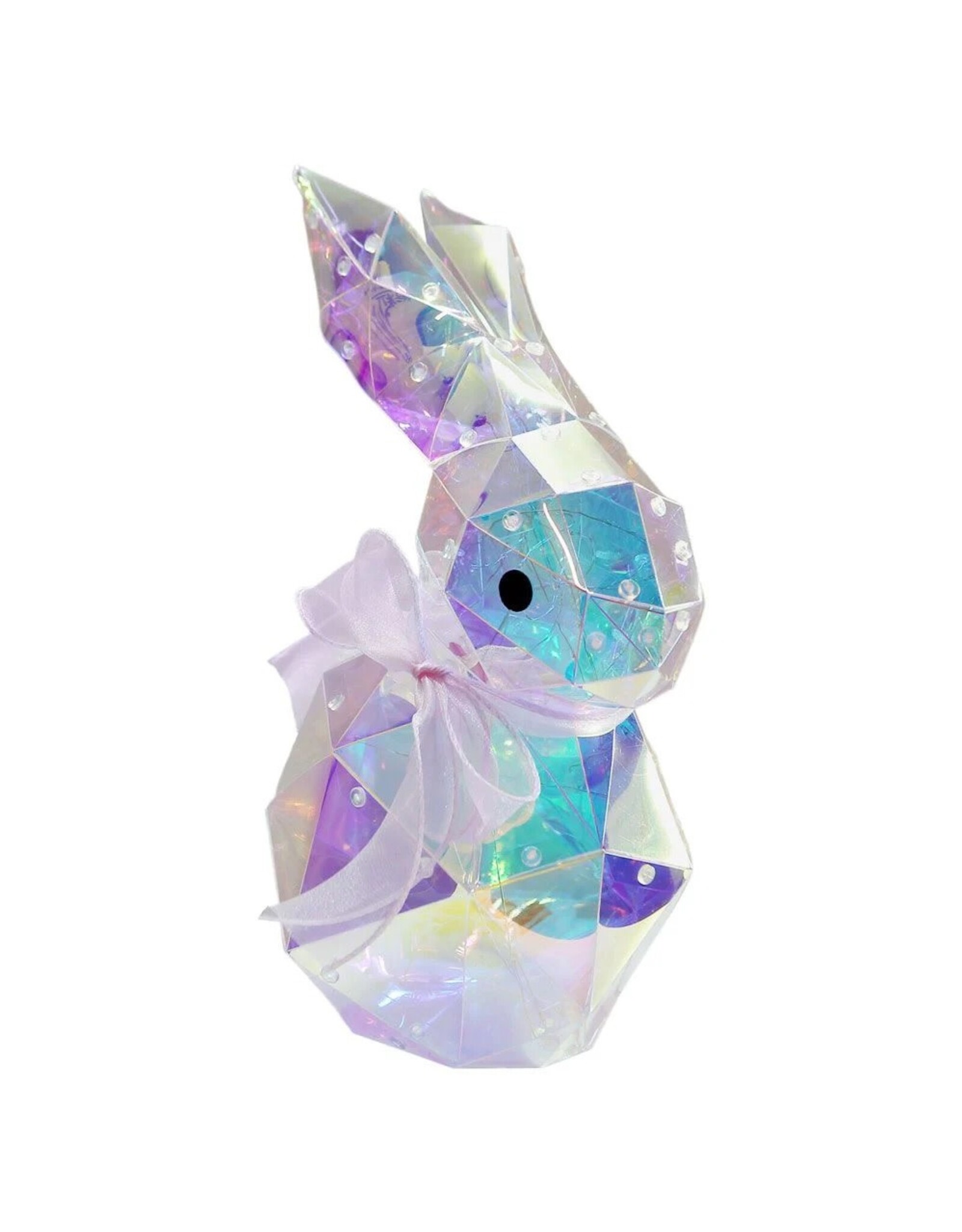 Seasonal Prismatic Iridescent LED Easter Bunny Decor 13 Inch Nibbles