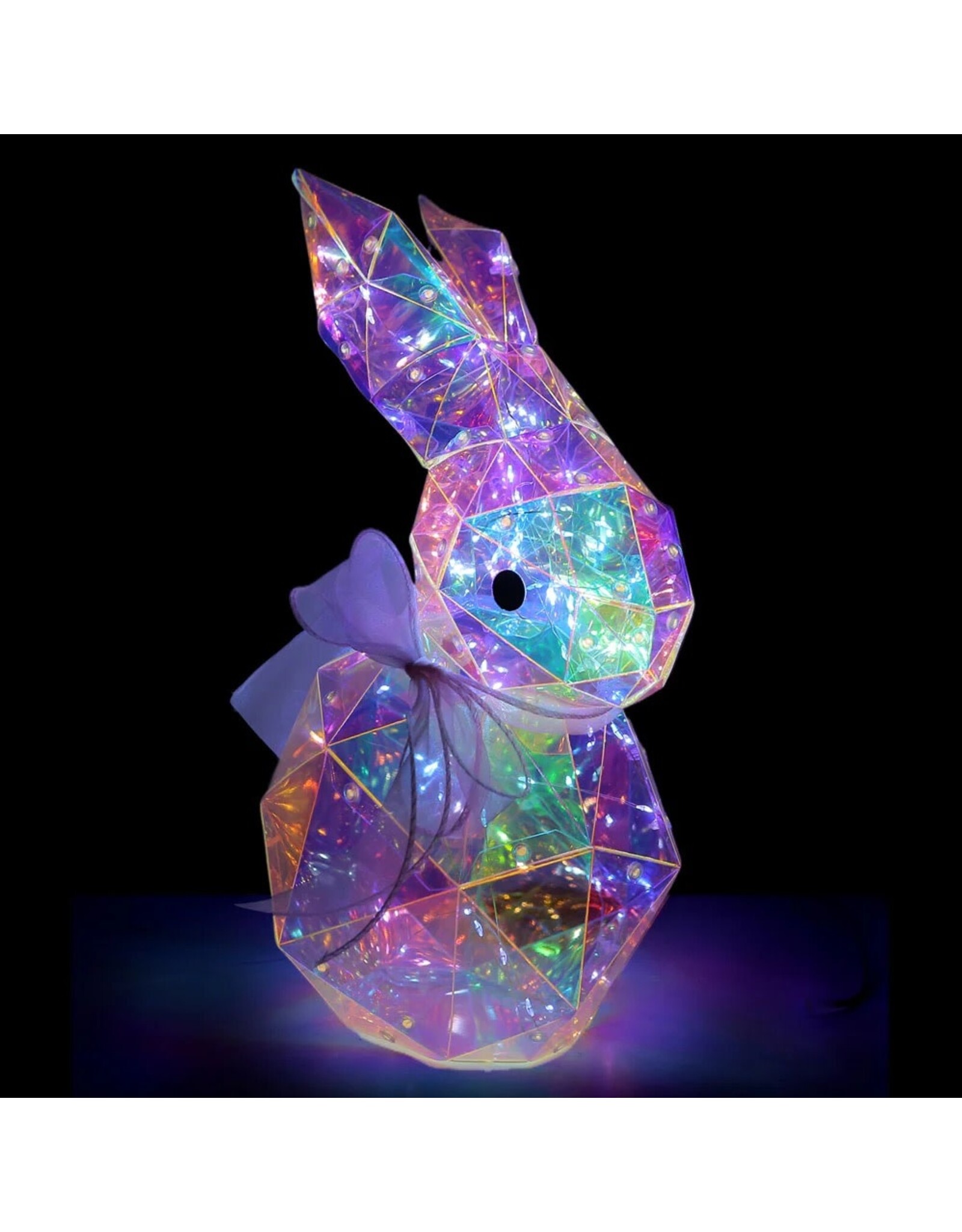 Seasonal Prismatic Iridescent LED Easter Bunny Decor 13 Inch Nibbles