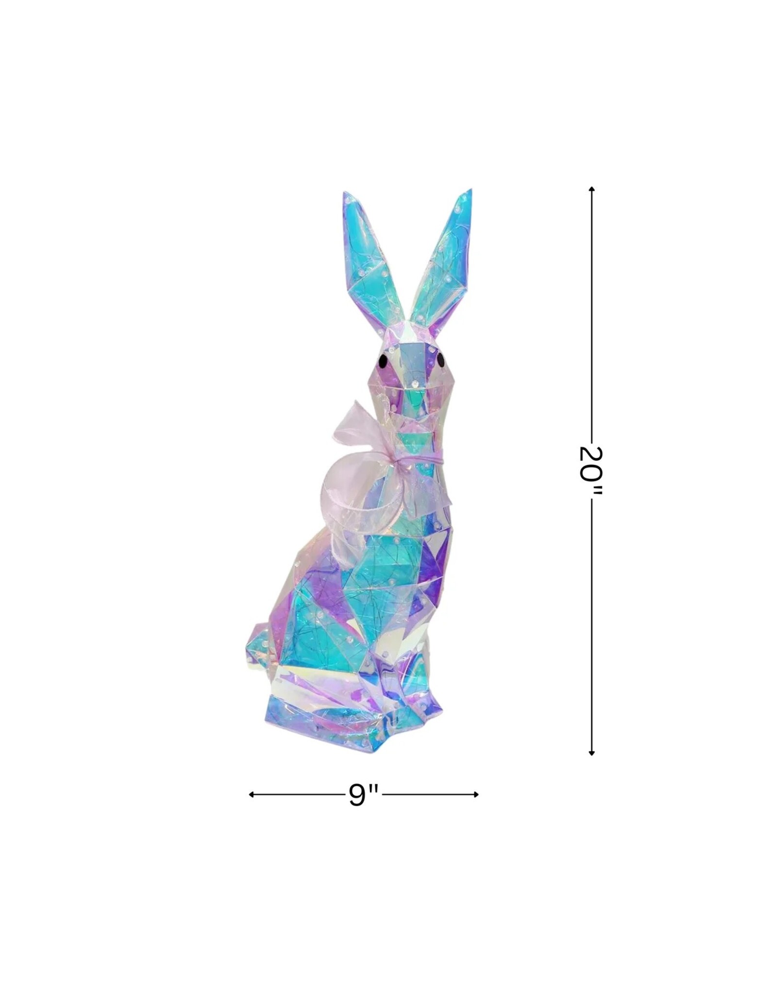 Seasonal Prismatic Iridescent LED Easter Bunny Decor 21 Inch Benjamin