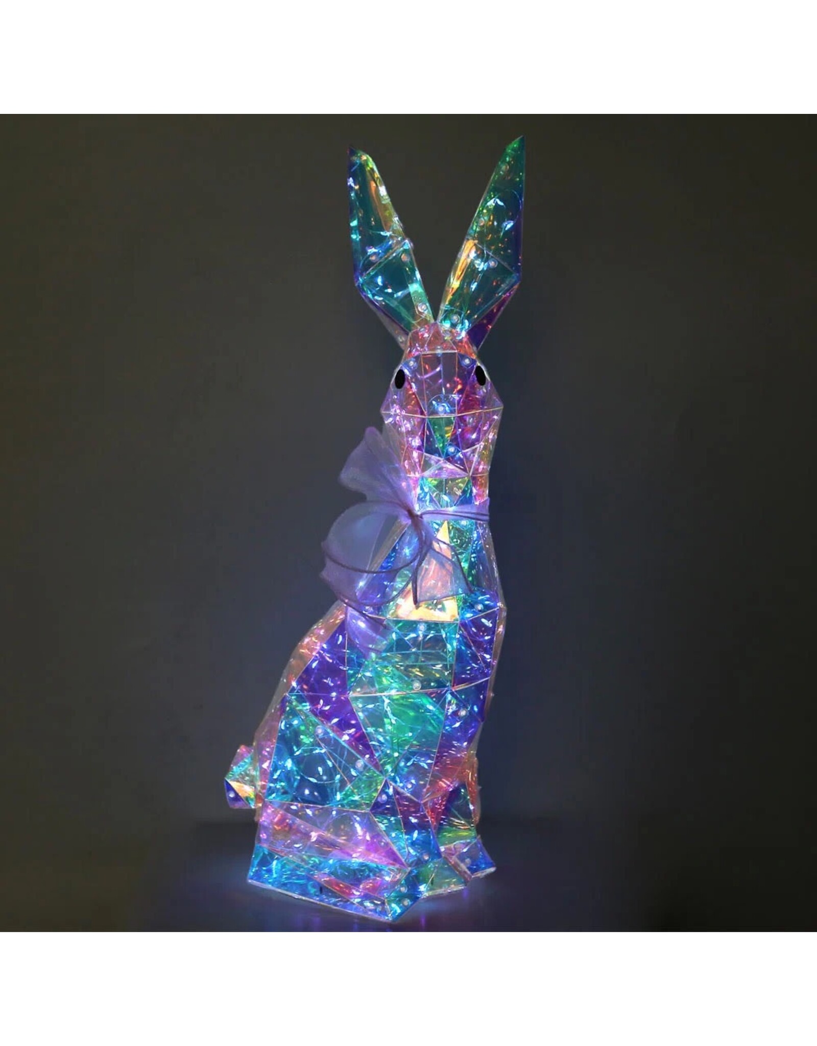 Seasonal Prismatic Iridescent LED Easter Bunny Decor 21 Inch Benjamin
