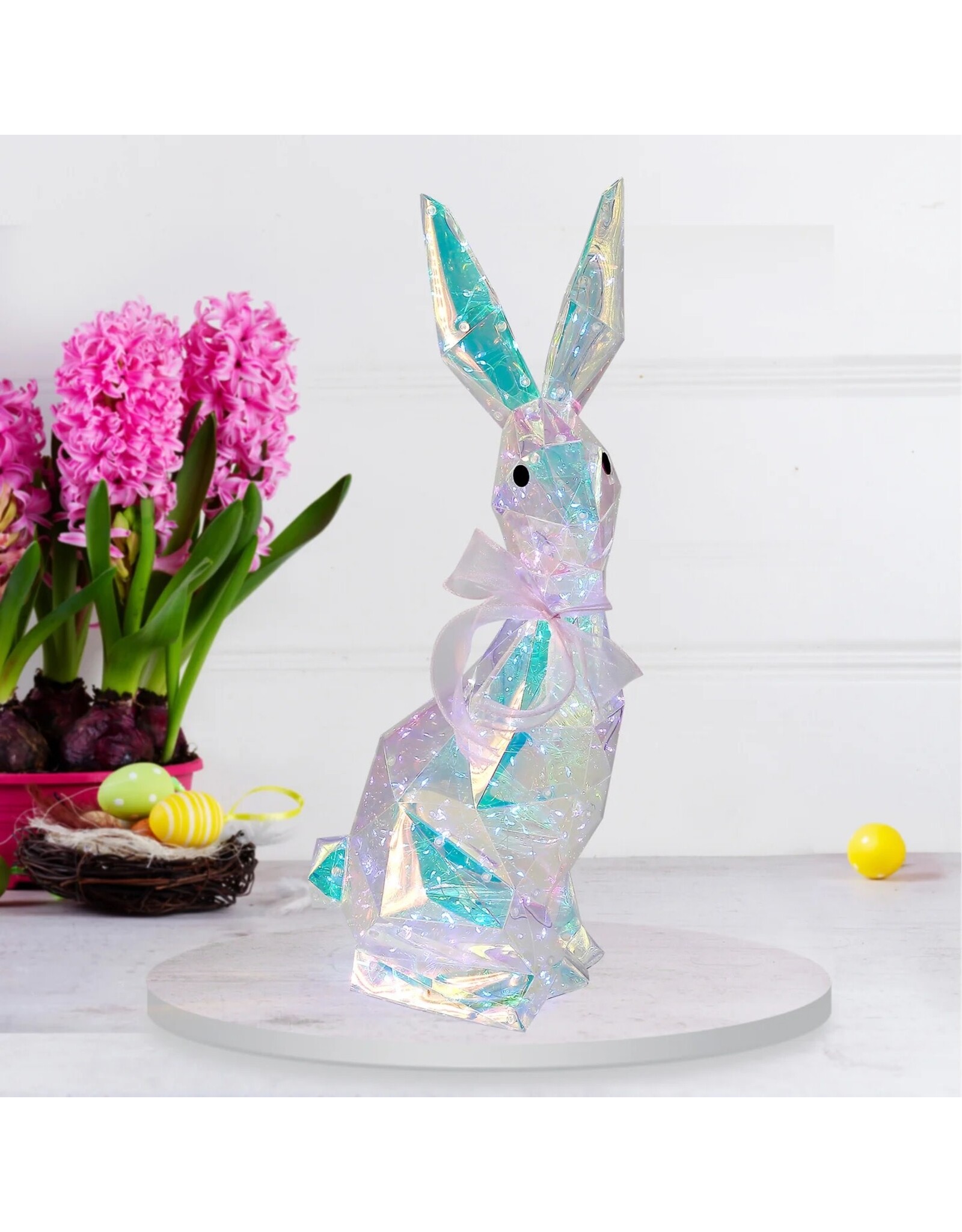 Seasonal Prismatic Iridescent LED Easter Bunny Decor 21 Inch Benjamin