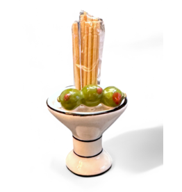 Mud Pie Cocktails Theme Toothpick Holder | Martini Glass W Olives