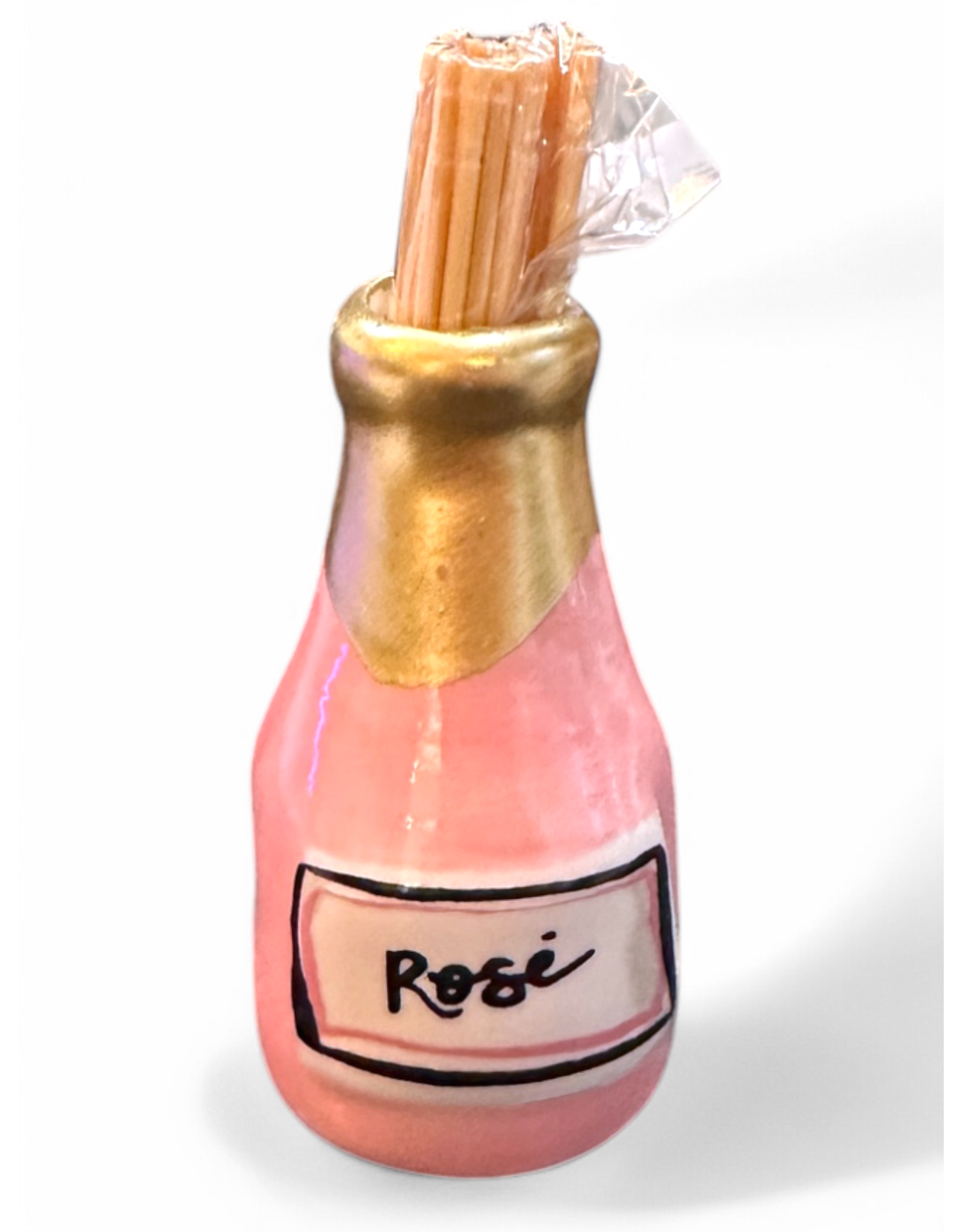 Mud Pie Wine N Cheese Toothpick Holder | Rose Wine Bottle