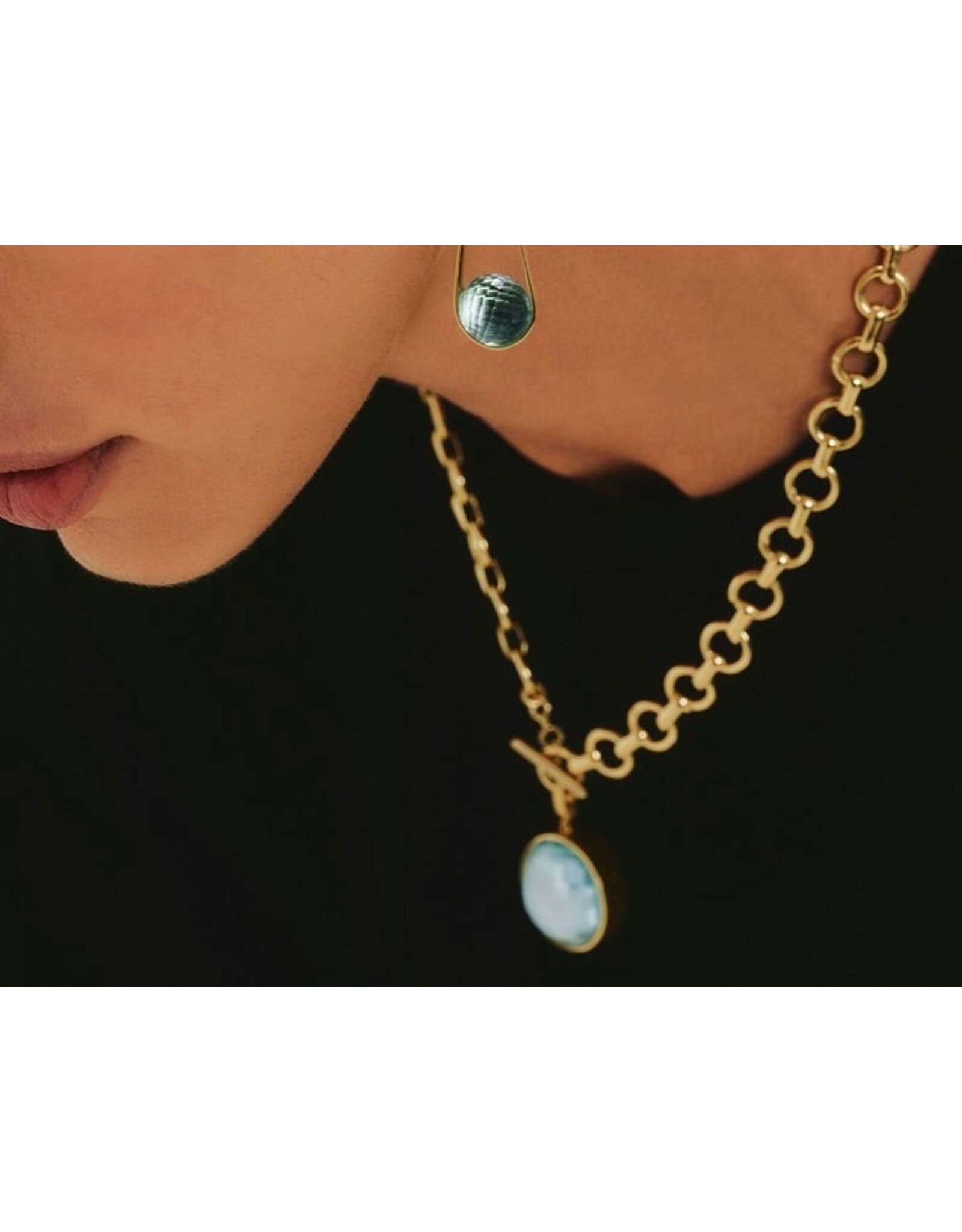 Dean Davidson Jewelry Mini Ipanema Earrings Gold | Iridescent Sky Blue