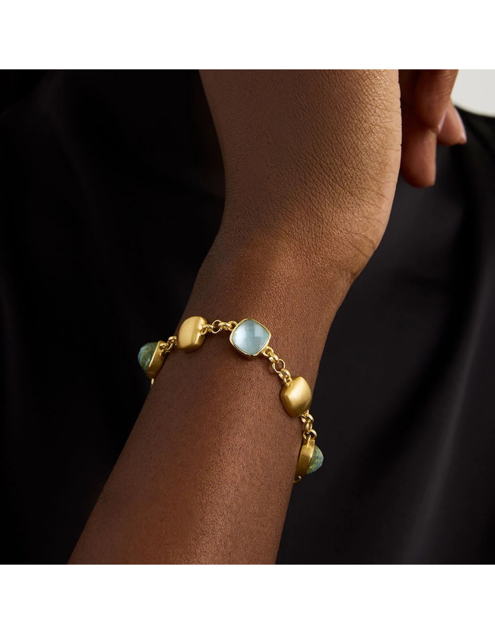 Dean Davidson Jewelry Gold Monterey Chain Bracelet Sky Blue Gem