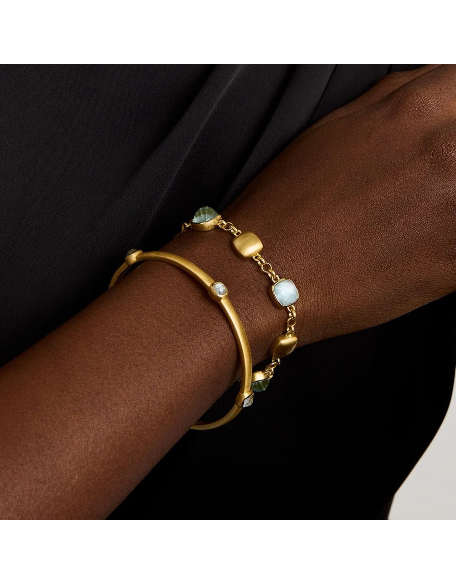 Dean Davidson Jewelry Gold Monterey Chain Bracelet Sky Blue Gem
