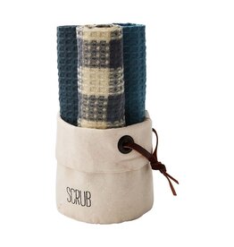 Mud Pie Canvas Dish Towel Basket Set - SCRUB