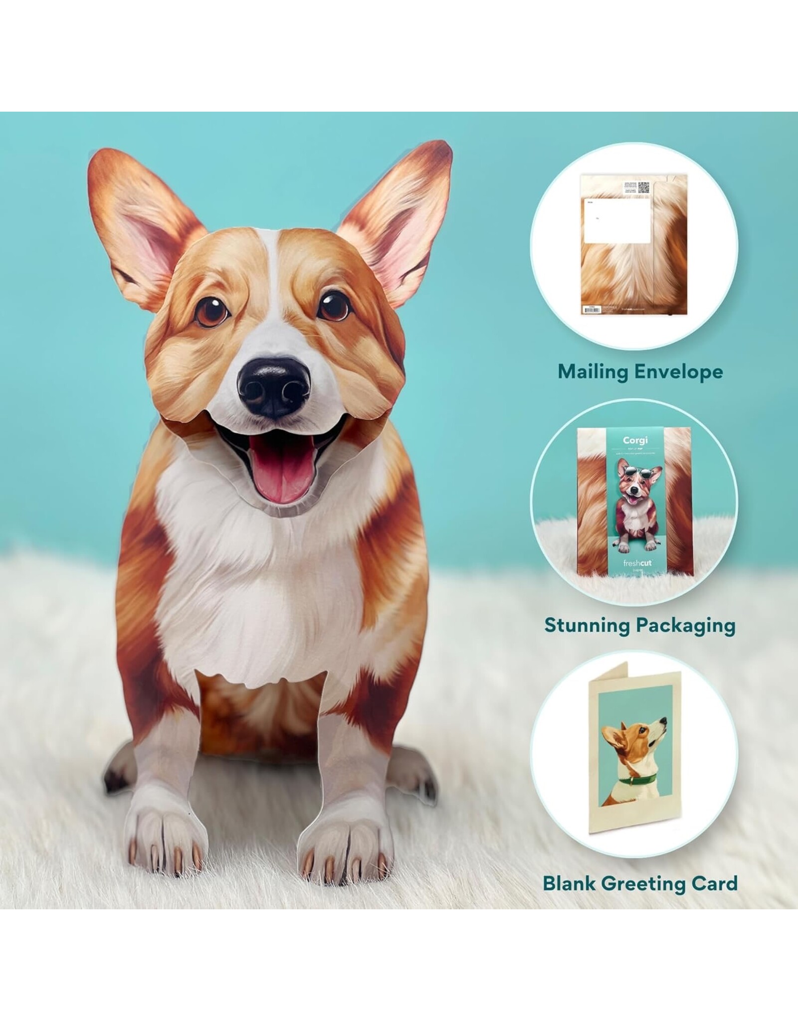 FreshCut Paper Pop Up Pet Cards | Corgi Pop-Up Card