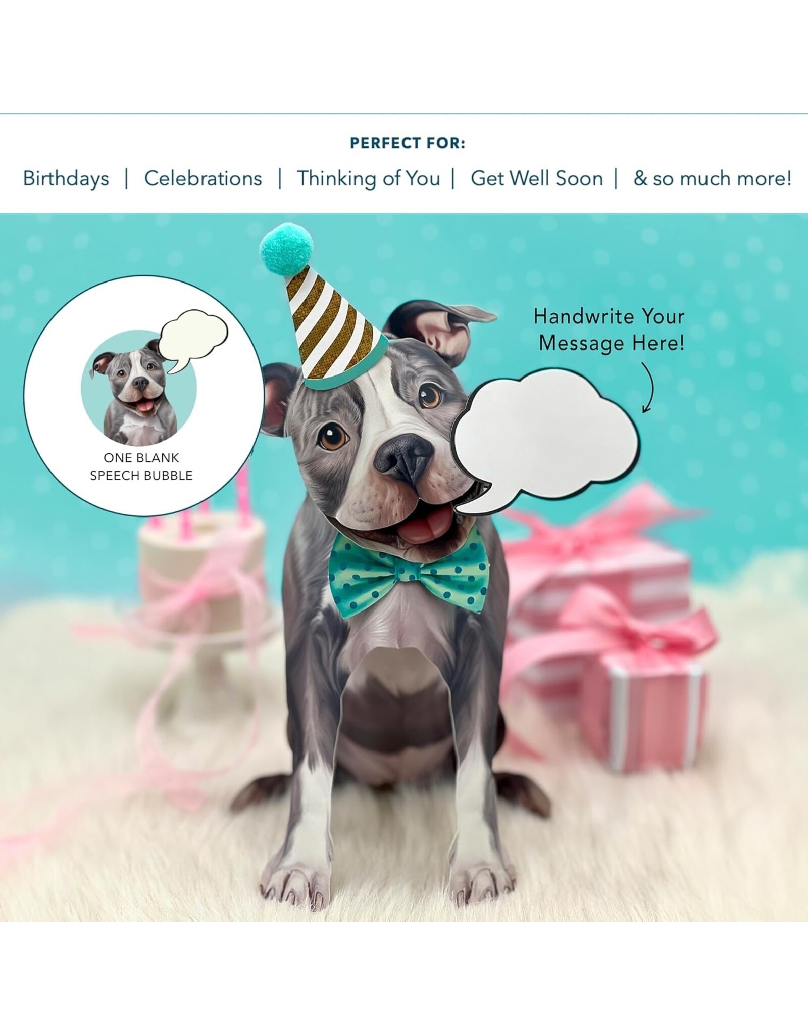 FreshCut Paper Pop Up Pet Cards | Gray Pit Bull Pop-Up Card