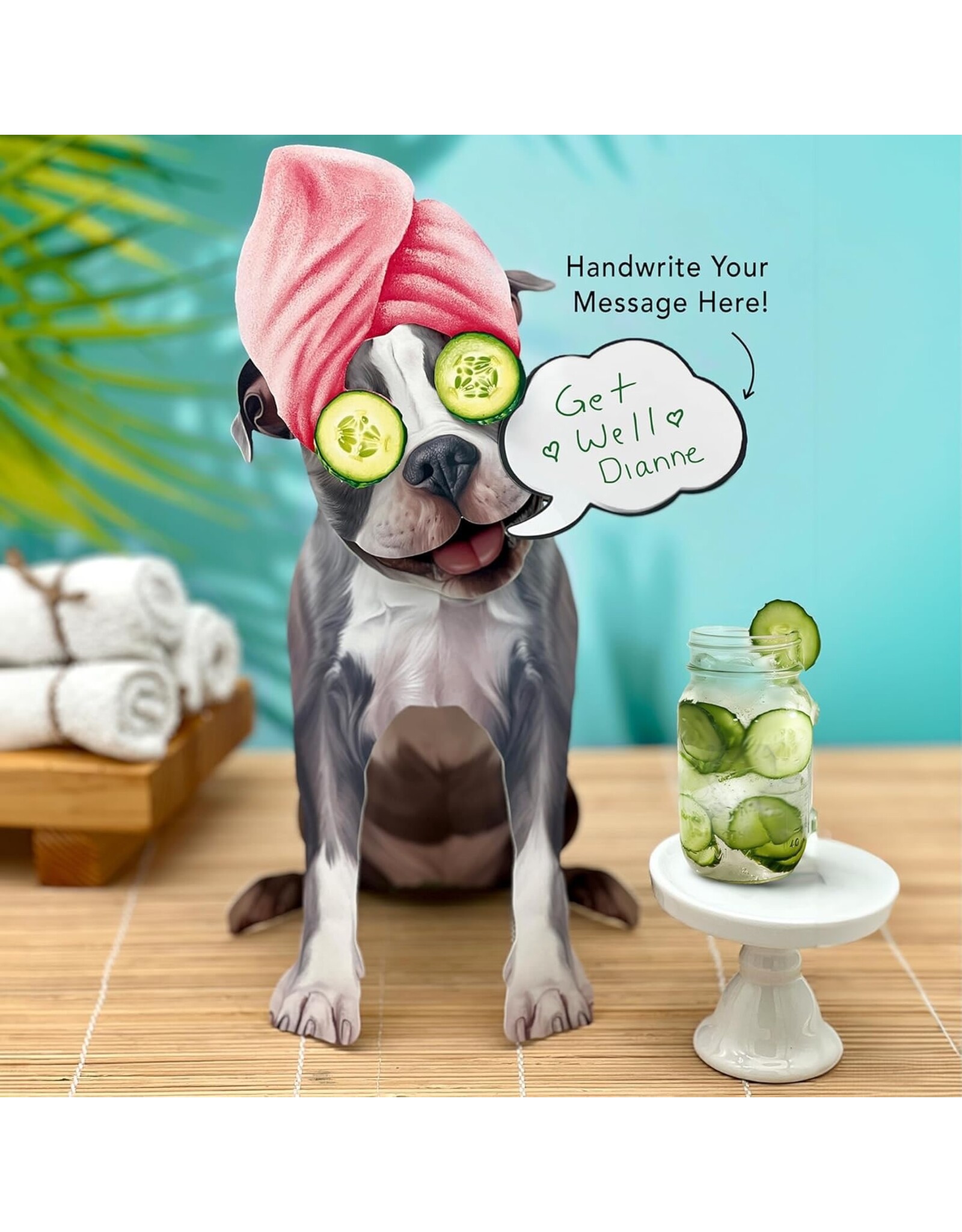 FreshCut Paper Pop Up Pet Cards | Gray Pit Bull Pop-Up Card