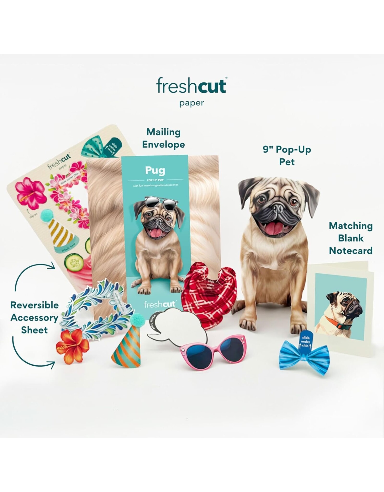 FreshCut Paper Pop Up Pet Cards | Pug Pop-Up Card