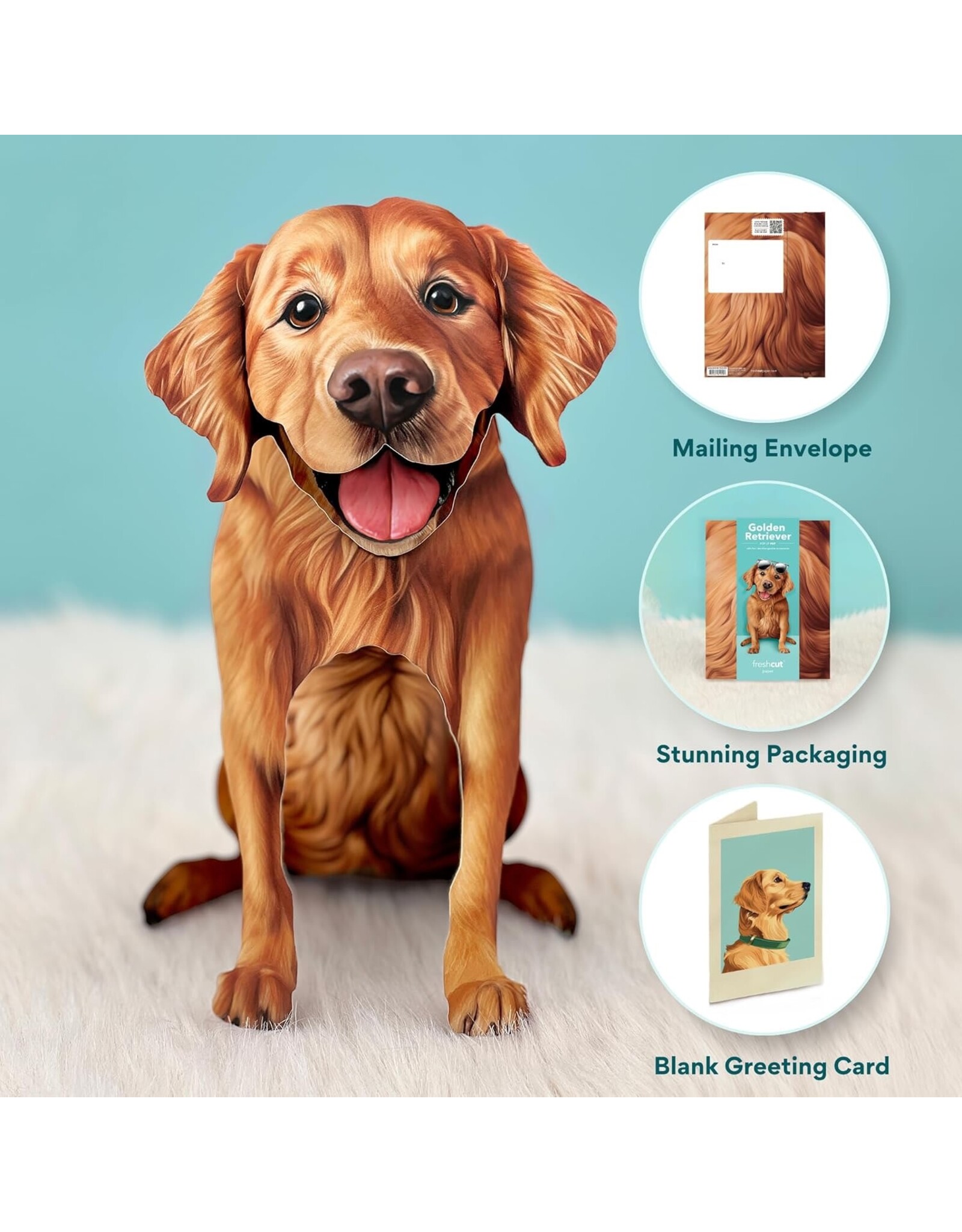 FreshCut Paper Pop Up Pet Cards | Golden Retriever Pop-Up Card