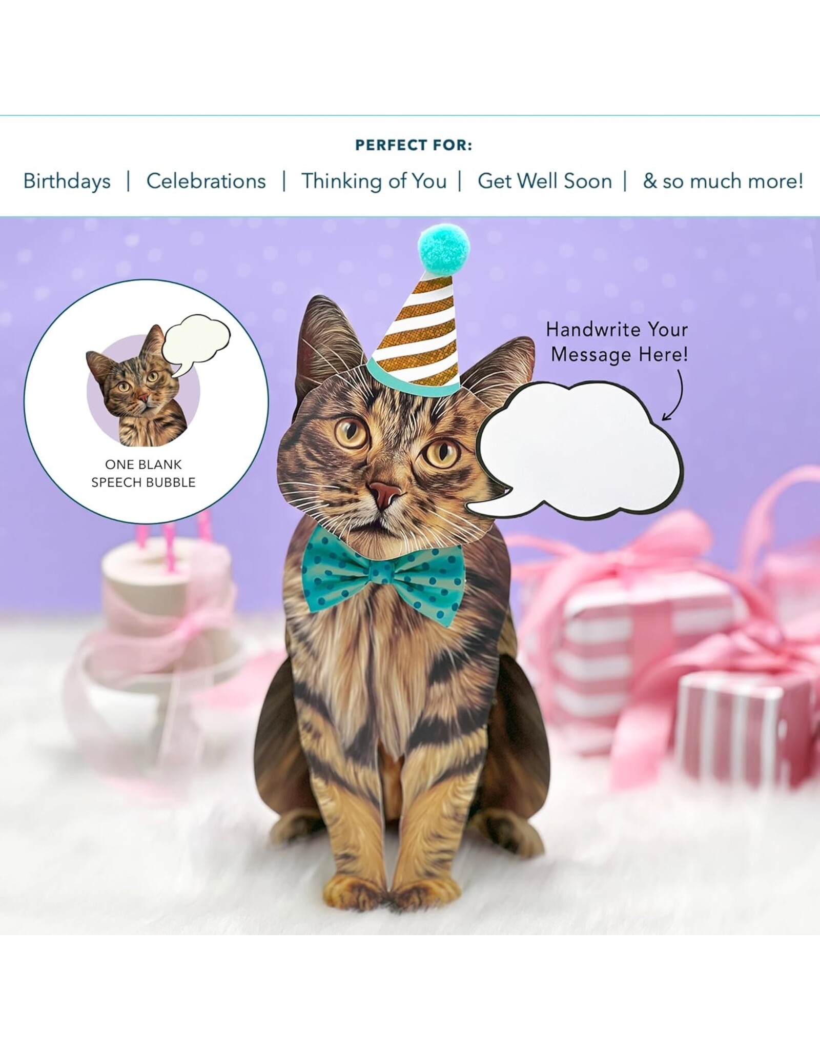 FreshCut Paper Pop Up Pet Cards | Brown Tabby Cat Pop-Up Card