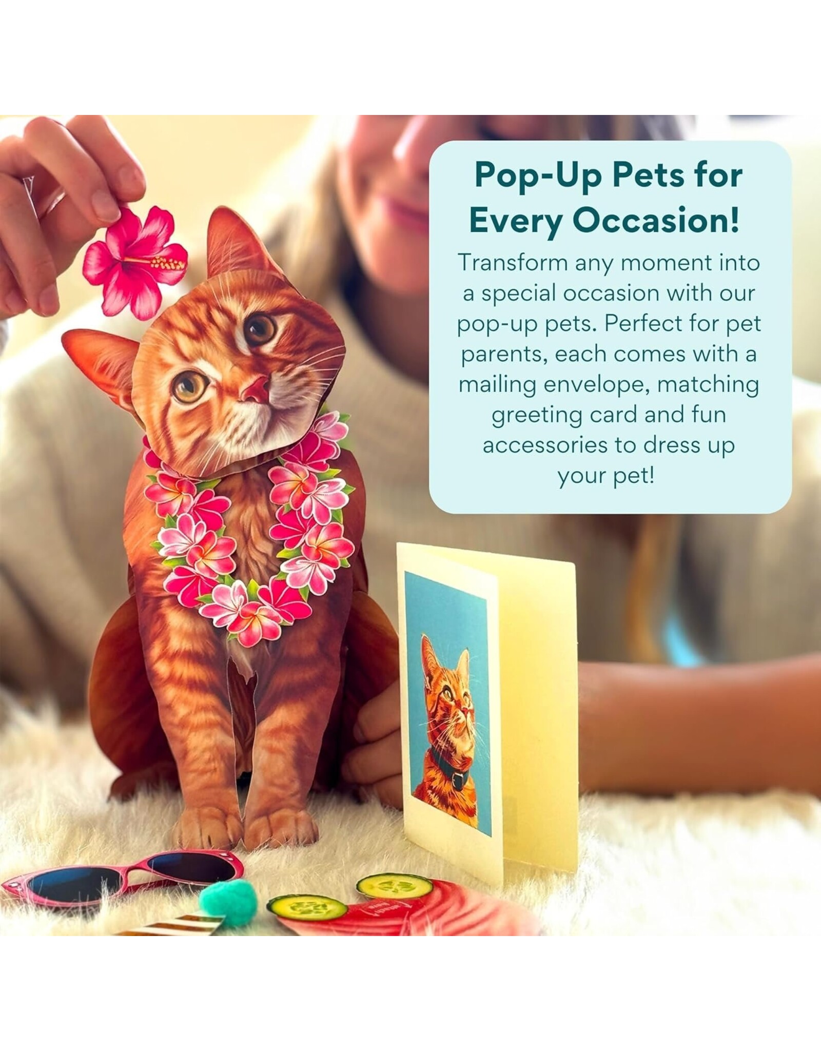 FreshCut Paper Pop Up Pet Cards | Orange Tabby Cat Pop-Up Card