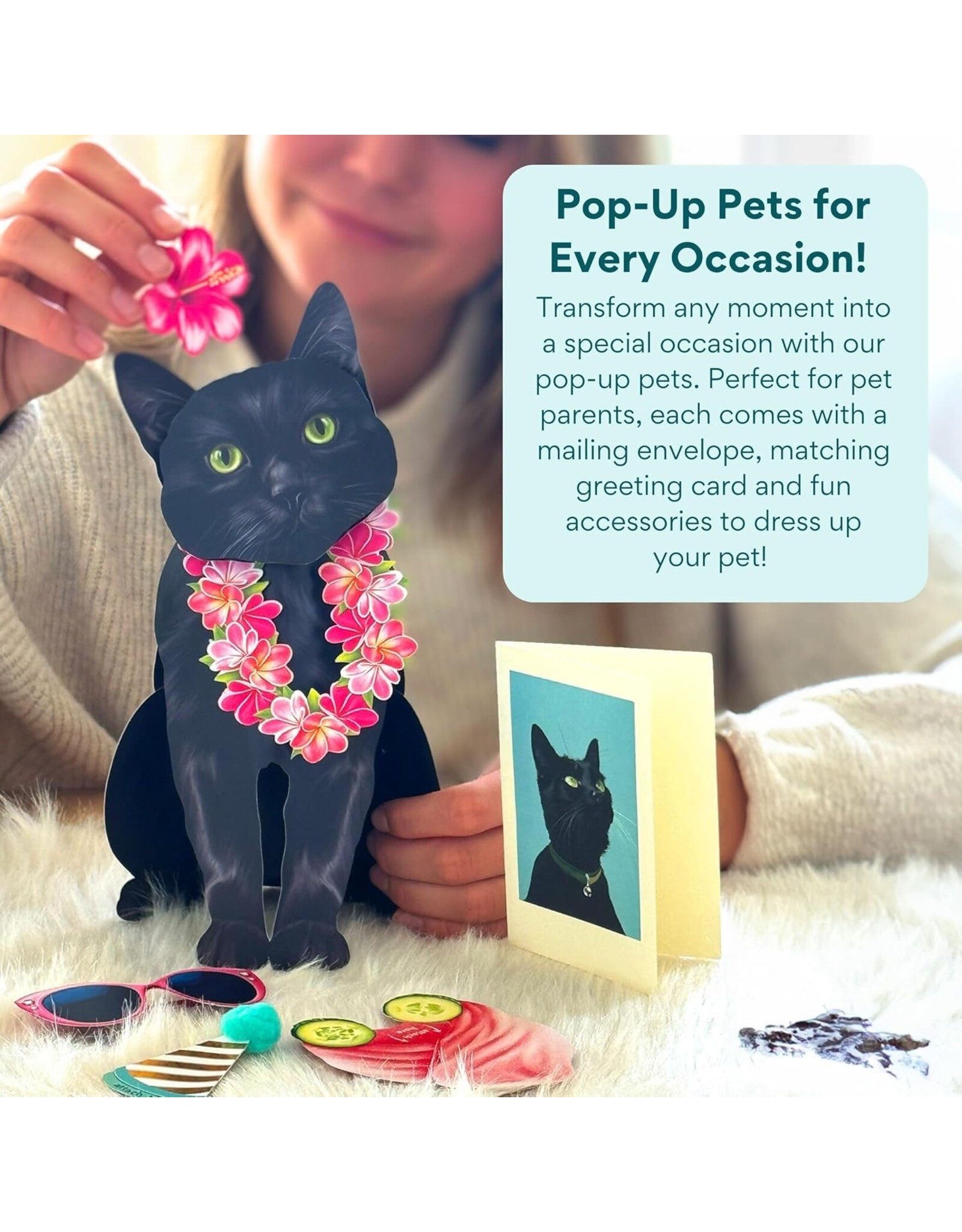 FreshCut Paper Pop Up Pet Cards | Black Cat Pop-Up Card