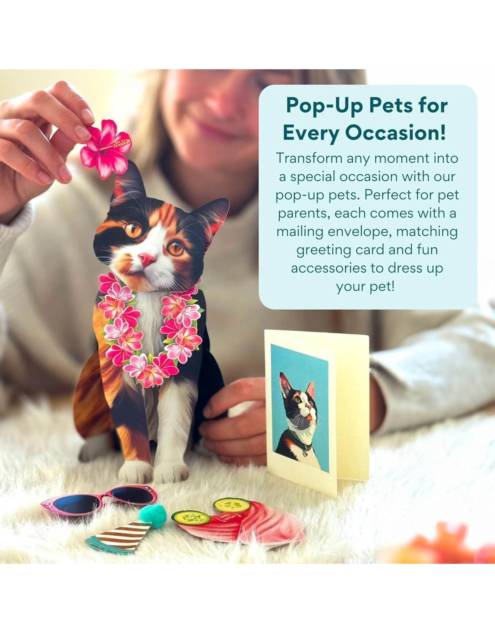 FreshCut Paper Pop Up Pet Cards | Calico Cat Pop-Up Card