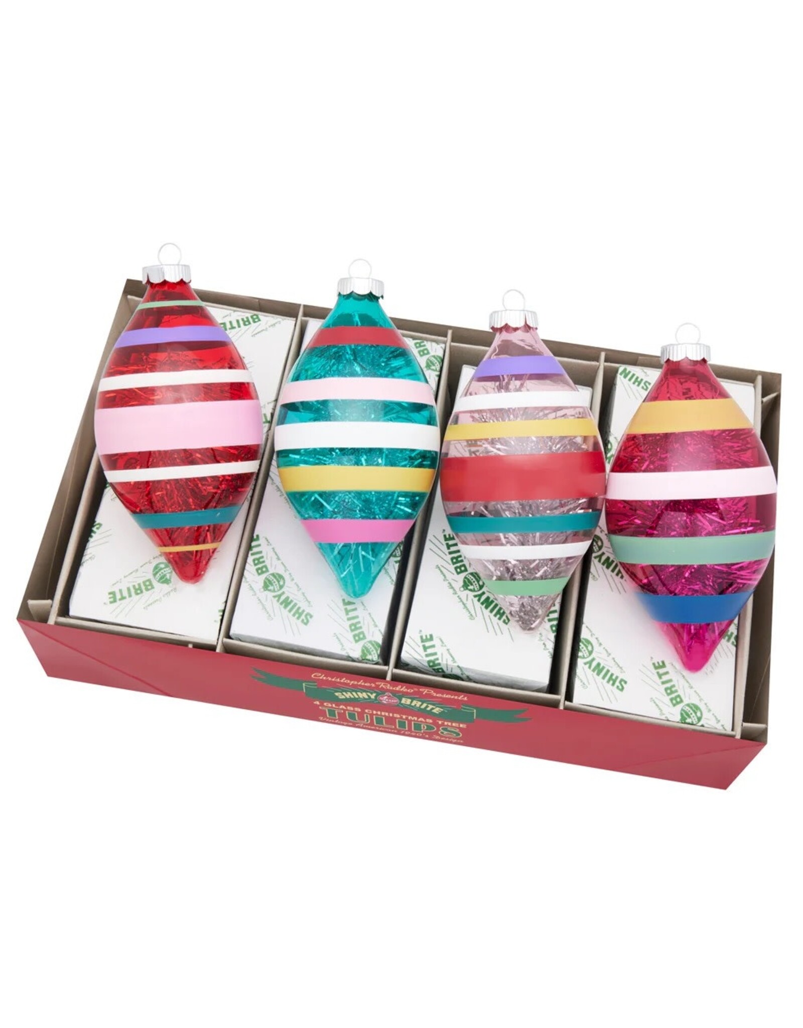 Christopher Radko Shiny Brite Vivid Vintage 4CT 7" Tulips