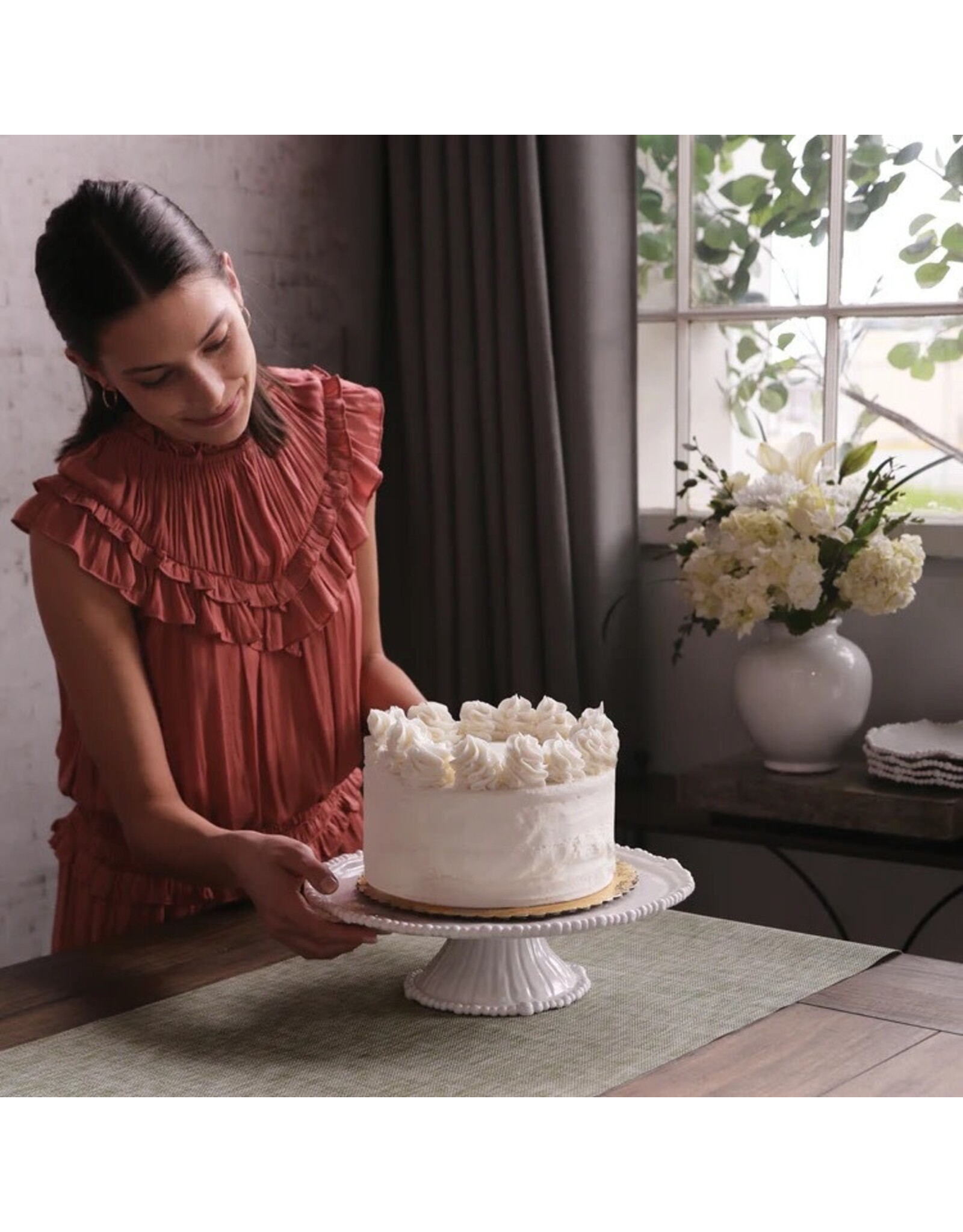 Beatriz Ball VIDA Alegria Pedestal Cake Plate To Dip Set White Melamine