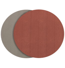 Beatriz Ball Croc Reversible Round Placemats Set of 4 Salmon Taupe