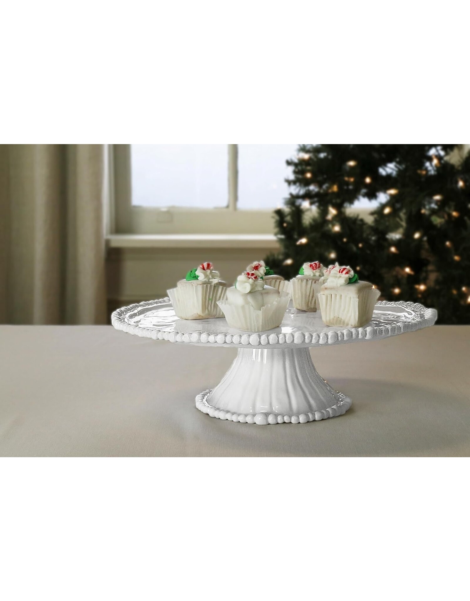 Beatriz Ball VIDA Alegria Pedestal Cake Plate To Dip Set White Melamine