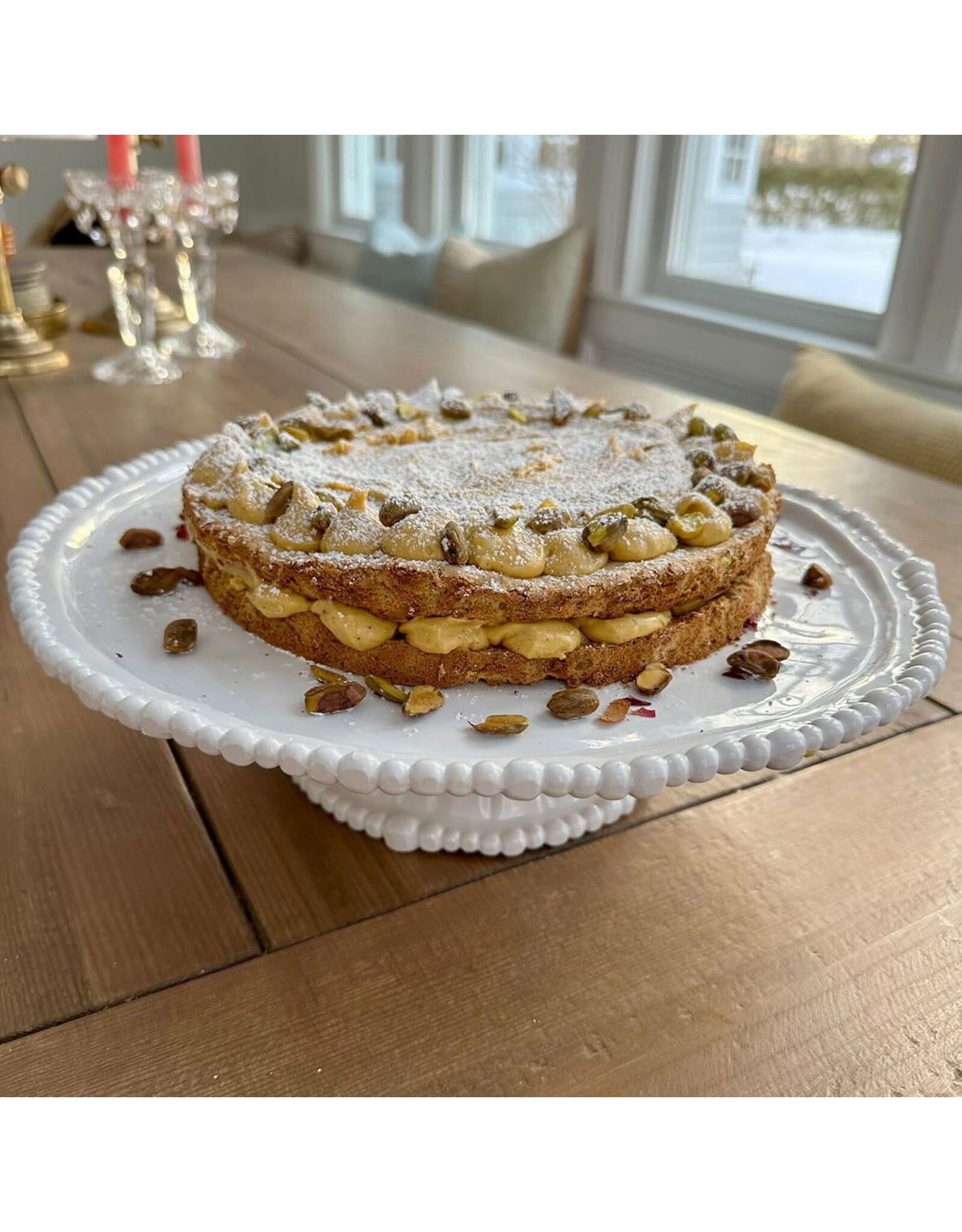 Beatriz Ball VIDA Alegria Pedestal Cake Plate To Dip Set White Melamine