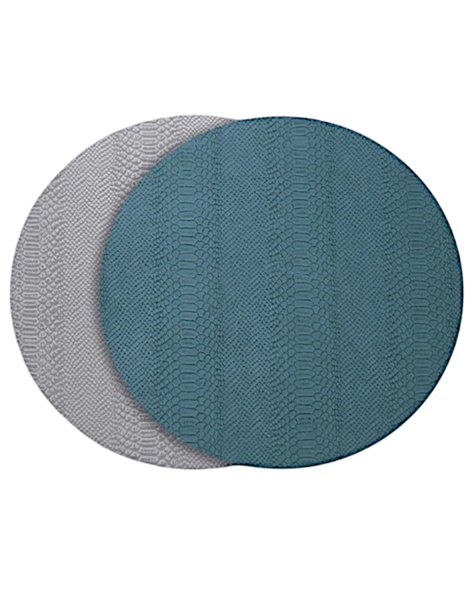 Beatriz Ball Croc Reversible Round Placemats Set of 4 Blue Gray