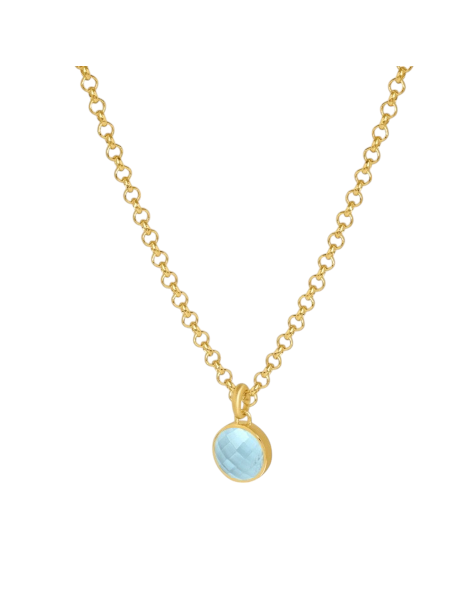 Dean Davidson Jewelry Gold Signature Pendant w Iridescent Sky Blue Gem