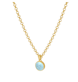 Dean Davidson Jewelry Gold Signature Pendant w Iridescent Sky Blue Gem