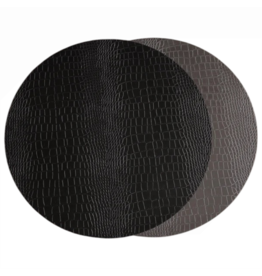 Beatriz Ball Croc Reversible Round Placemats Set of 4 Black Grey
