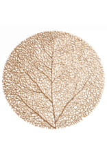 Beatriz Ball Metallic Gold Round Placemats Set of 4 | Coral Placemats 15 Inch