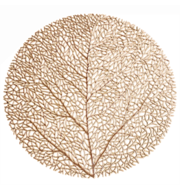 Beatriz Ball Metallic Gold Round Placemats Set of 4 | Coral Placemats 15 Inch
