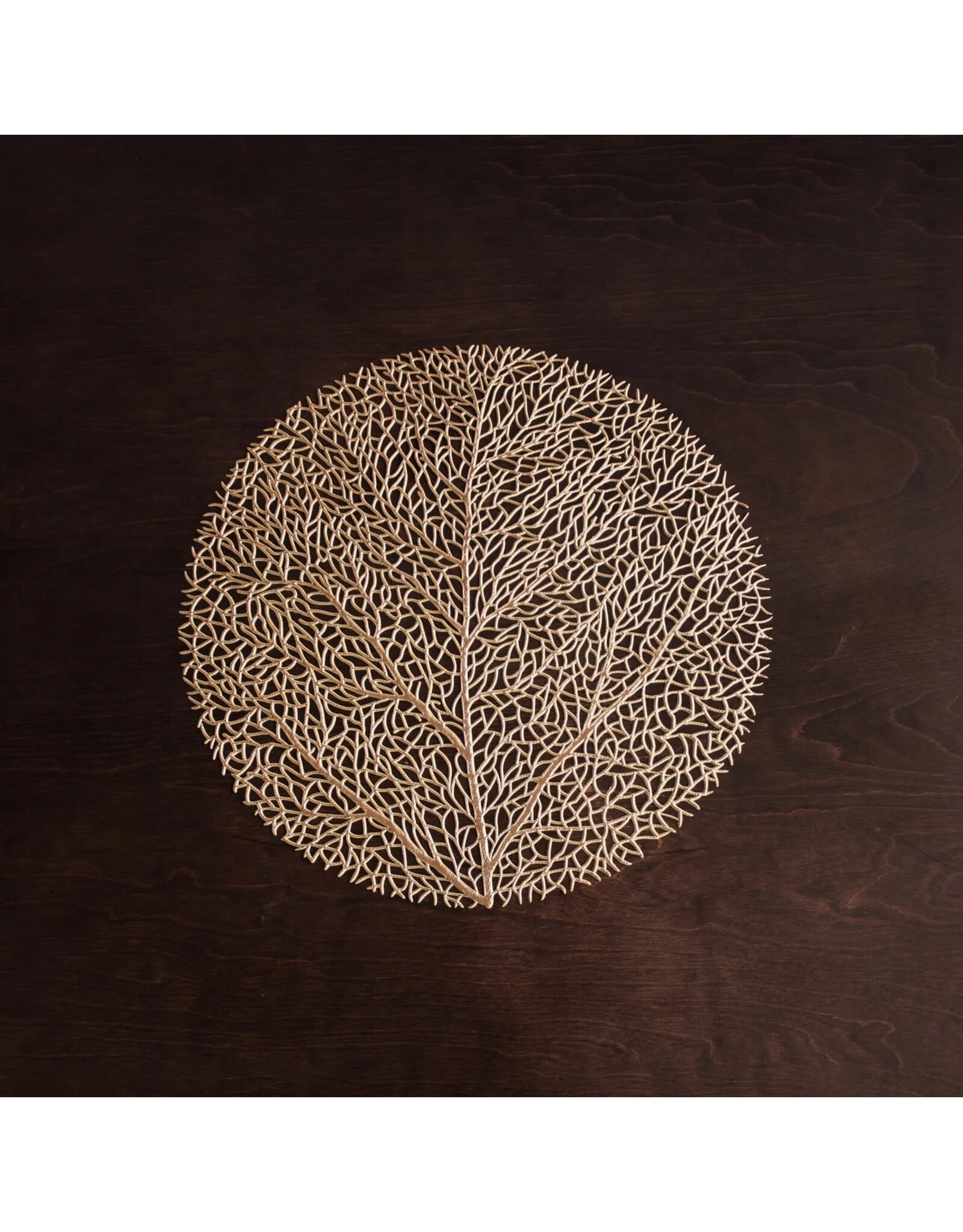 Beatriz Ball Metallic Gold Round Placemats Set of 4 | Coral Placemats 15 Inch