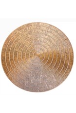 Beatriz Ball Metallic Gold Round Placemats Set of 4 | Basketweave Placemats 15 Inch