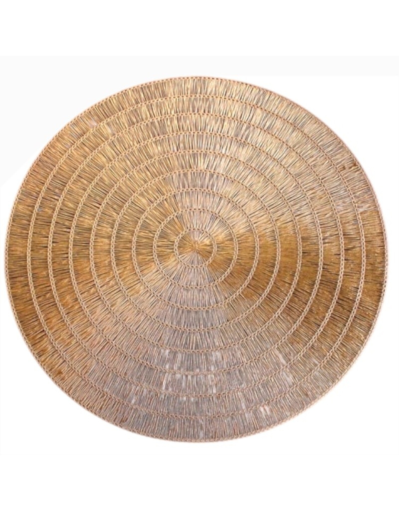 Beatriz Ball Metallic Gold Round Placemats Set of 4 | Basketweave Placemats 15 Inch