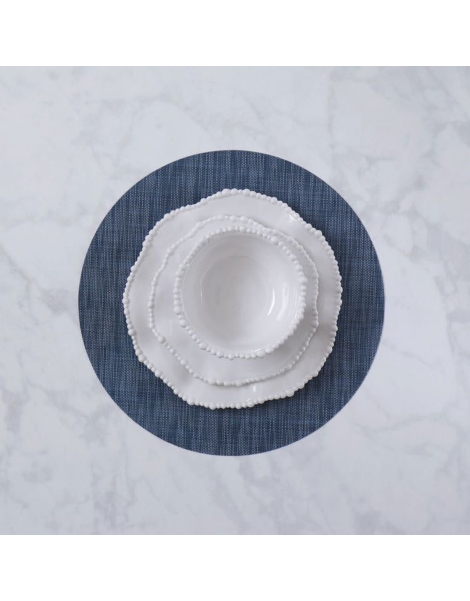 Beatriz Ball Round Woven Placemats Set of 4 | Navy 16 Inch