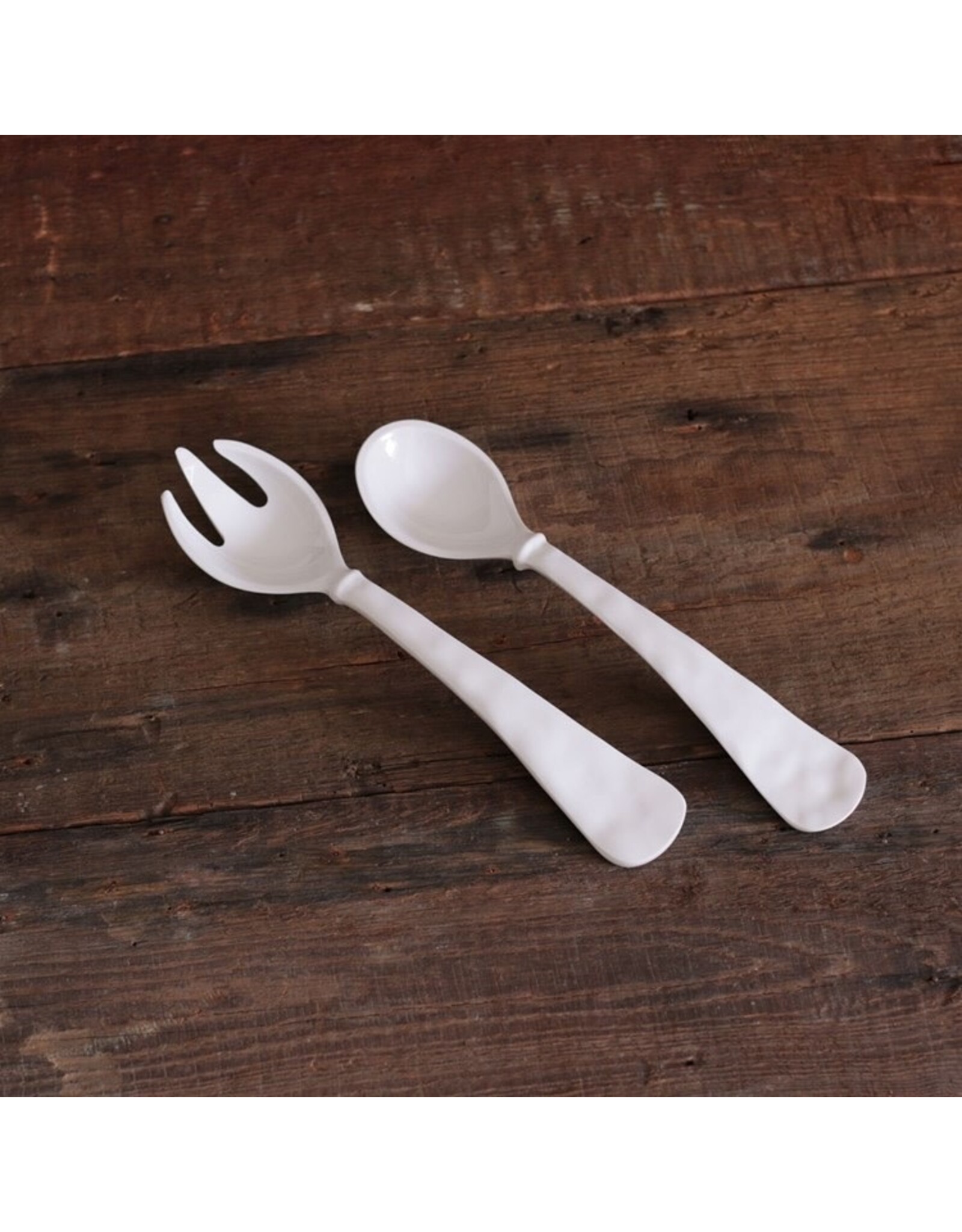 Beatriz Ball VIDA Havana Large Salad Servers | White Melamine Salad Fork Spoon
