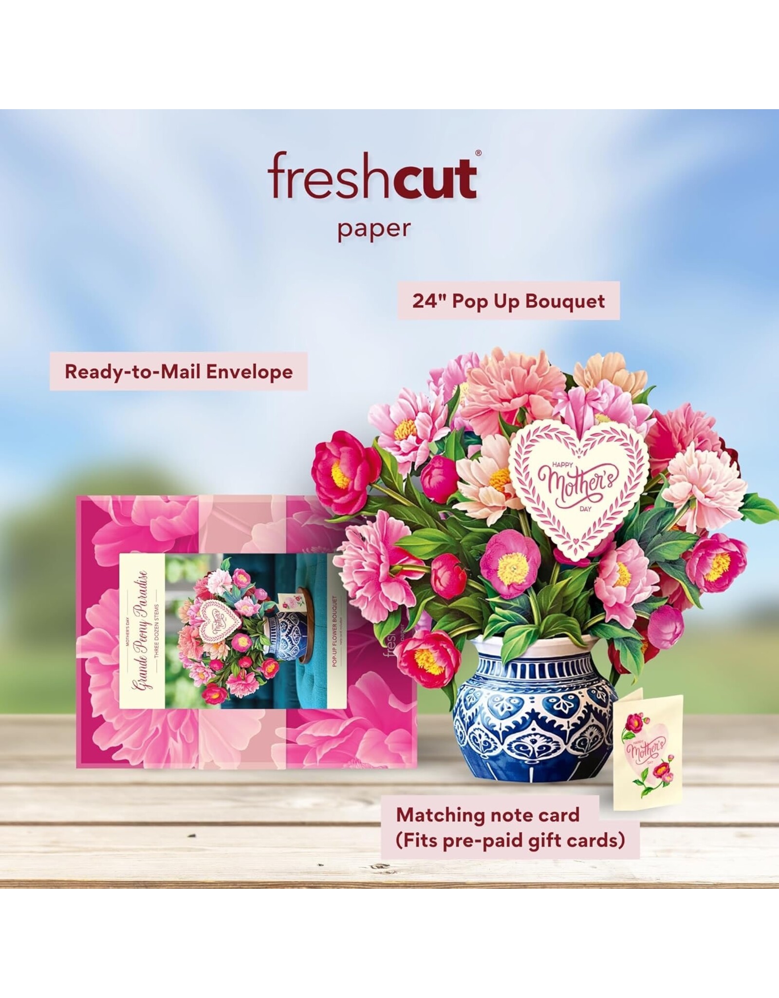 FreshCut Paper Pop Up Flowers Mother's Day Cards Grande Peony Paradise