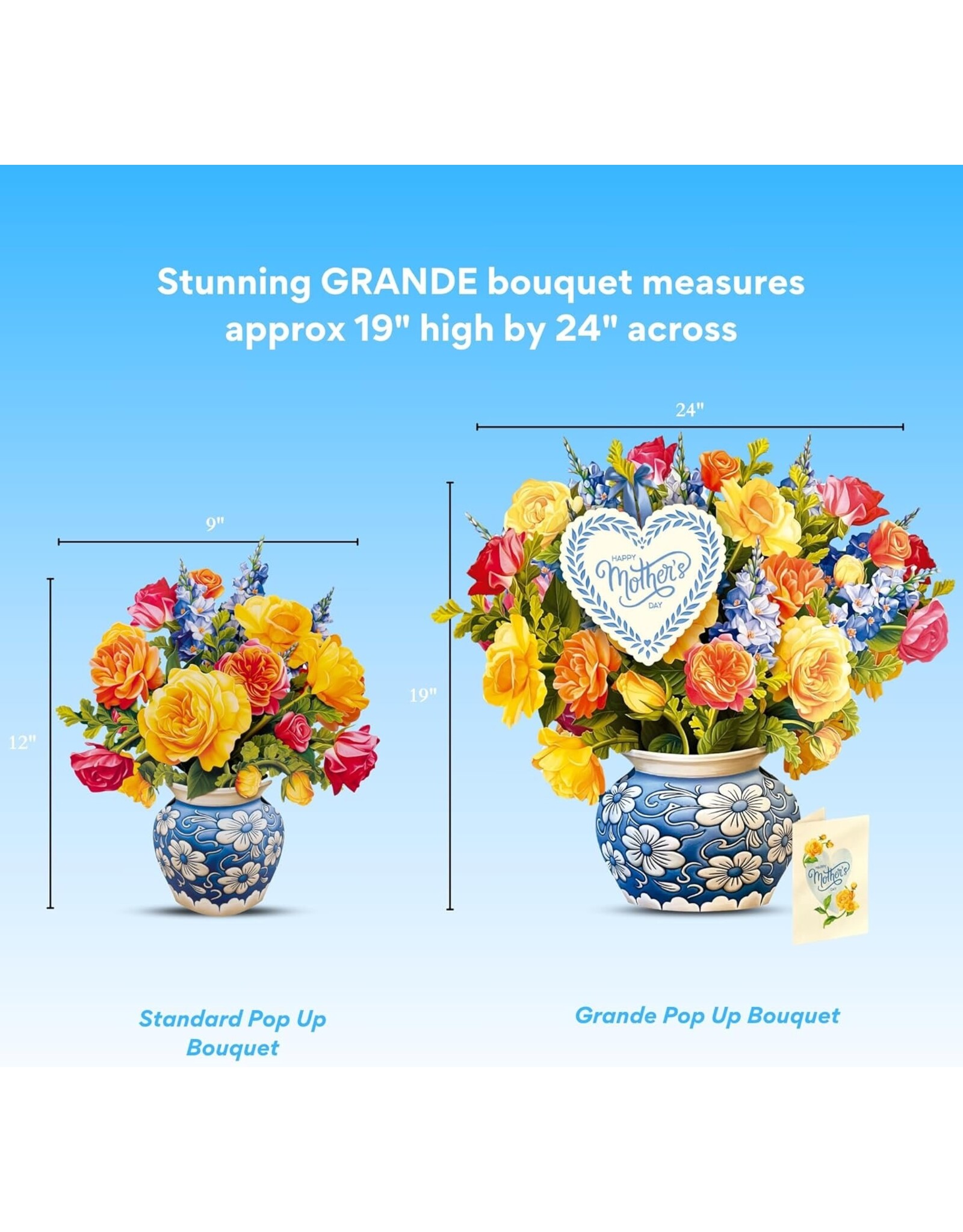 FreshCut Paper Pop Up Flowers Mother's Day Cards Grande Sorbet Roses