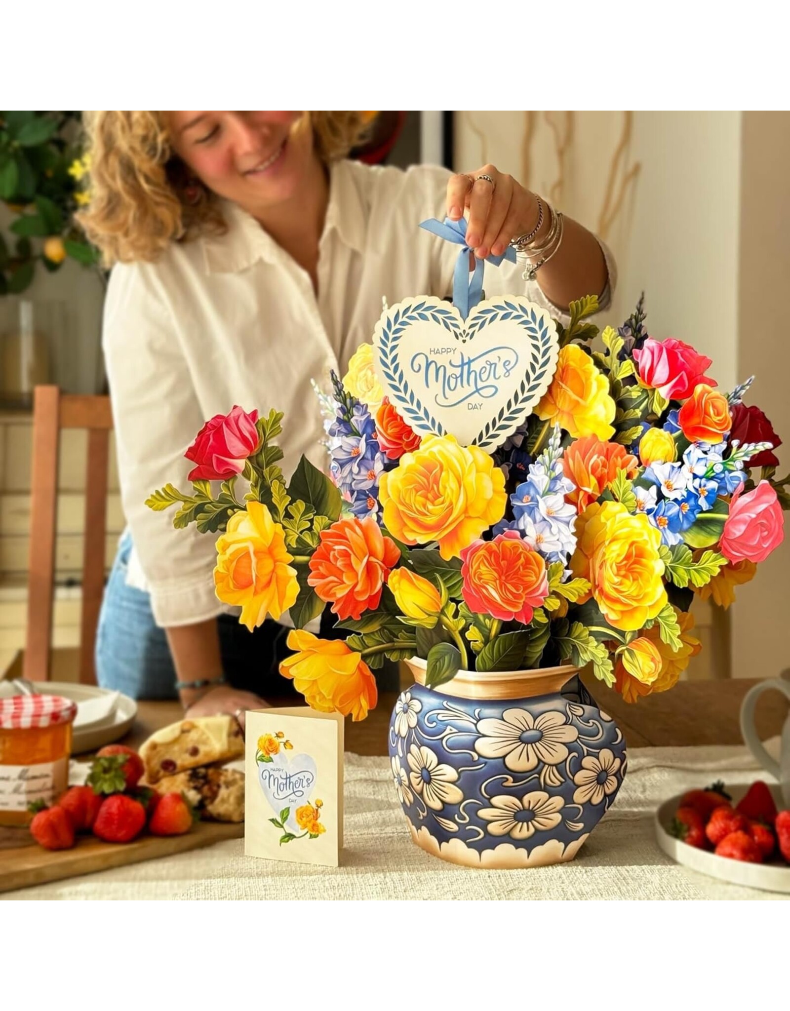 FreshCut Paper Pop Up Flowers Mother's Day Cards Grande Sorbet Roses