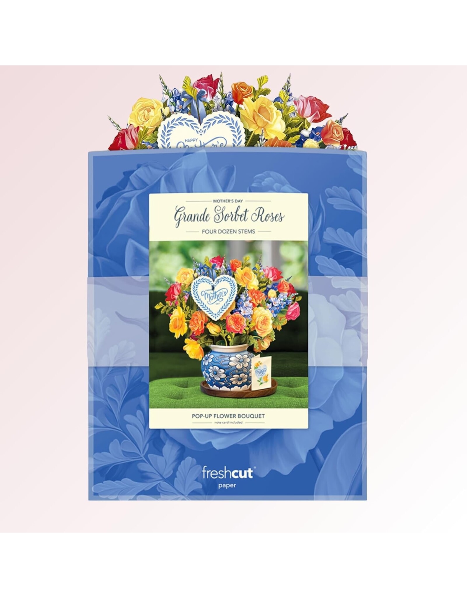 FreshCut Paper Pop Up Flowers Mother's Day Cards Grande Sorbet Roses