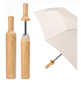 Vinrella Umbrella In A Bottle | Light Wood Wine Bottle Umbrella